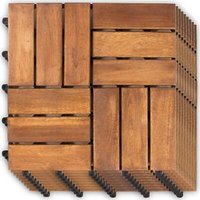 9er-Set Massivholz-Klickfliese aus Akazienholz, ca. 30 x 30 cm Braun geölt von Powertec Garden