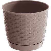 Blumentopf in Rattanoptik, ca. 13l, Dunkelbraun von Powertec Garden