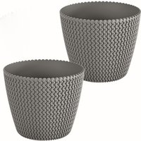 Blumentopf in Strickoptik, ca. 11,5 Liter - Steingrau 2er Set von Powertec Garden