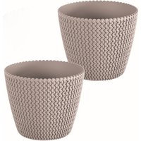Blumentopf in Strickoptik, ca. 11,5 Liter - Taupe 2er Set von Powertec Garden