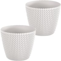 Blumentopf in Strickoptik, ca. 11,5 Liter - Weiß 2er Set von Powertec Garden