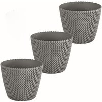 Blumentopf in Strickoptik, ca. 3 Liter, Steingrau - 3er Set von Powertec Garden