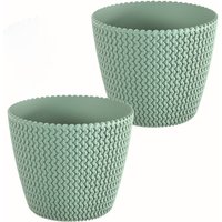Blumentopf in Strickoptik, ca. 5 Liter, Grün - 2er Set von Powertec Garden