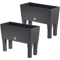 Design-Pflanzkasten 2in1 in Rattanoptik, 30L, dunkelbraun 2er Set von Powertec Garden