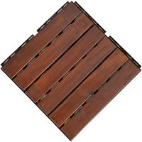 9er-Set Massivholz-Klickfliese aus Akazienholz, ca. 30 x 30 cm - Braun von Powertec Garden