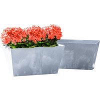 Pflanztopf "Betonoptik", ca. 12 Liter - Hellgrau, 2er Set von Powertec Garden