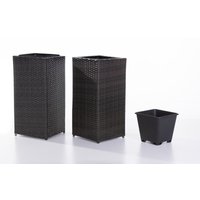 Rattan Quader Pflanzkübel - Anthrazit, 2er-Set von Powertec Garden