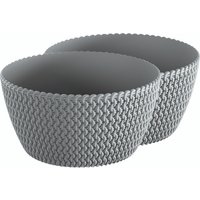 Strickoptik-Blumentopf, Steingrau - 2er-Set von Powertec Garden