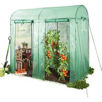 Tomatengewächshaus mit 2 Tore und 2 Fenstern, ca. 200 x 100 x 150/180 cm - Grün Tomatengewächshaus mit 2 Tore und 2 Fenstern, ca. 200 x 100 x 150/180 cm - Grün von Powertec Garden