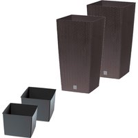 XXL Pflanzsäule in Rattanoptik, ca. 95l, Braun 2er Set von Powertec Garden