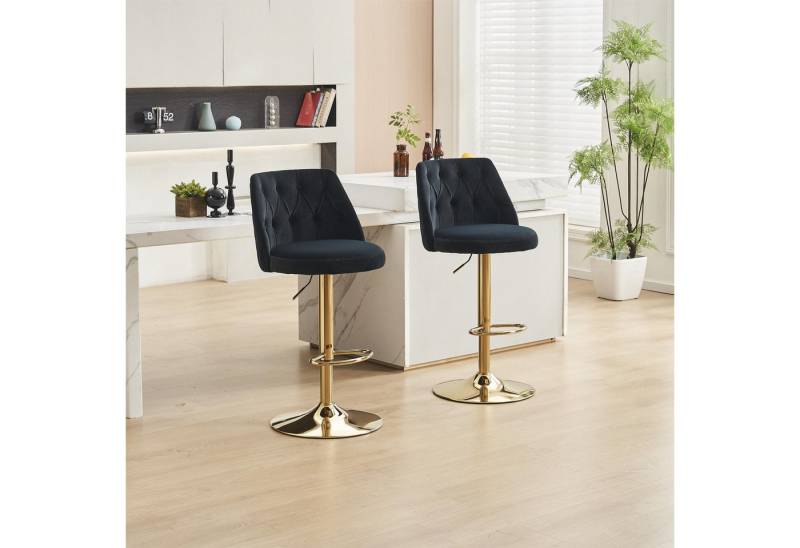 Powerwill Barhocker 2er-Set, mit Fußstütze, drehbar,höhenverstellbar, Moderner Barhocker (360°-schwenkbare Samt Barhocker, 2 St), Er eignet sich für wie Kücheninseln, Theken, Bars, Cafés, Bistros etc von Powerwill