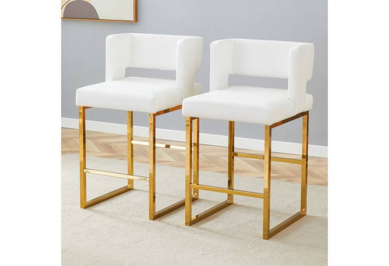 Powerwill Barhocker Mit Rückenlehne,Barstühle 2er Set,Polsterhocker (Barstuhl aus Kunstleder, gepolstert mit Rückenlehne), Küchenstühle,Metallbeine, Geeignet für Bartheken, Küchen, Bars usw von Powerwill