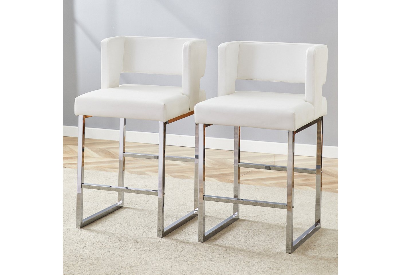 Powerwill Barhocker Mit Rückenlehne,Barstühle 2er Set,Polsterhocker (Barstuhl aus Kunstleder, gepolstert mit Rückenlehne), Küchenstühle,Metallbeine, Geeignet für Bartheken, Küchen, Bars usw von Powerwill