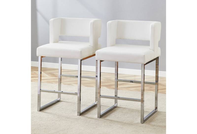 Powerwill Barhocker Mit Rückenlehne,Barstühle 2er Set,Polsterhocker (Barstuhl aus Kunstleder, gepolstert mit Rückenlehne), Küchenstühle,Metallbeine, Geeignet für Bartheken, Küchen, Bars usw von Powerwill