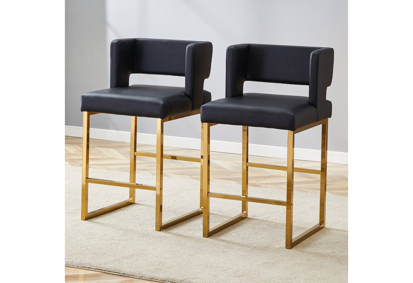 Powerwill Barhocker Mit Rückenlehne,Barstühle 2er Set,Polsterhocker (Barstuhl aus Kunstleder, gepolstert mit Rückenlehne), Küchenstühle,Metallbeine, Geeignet für Bartheken, Küchen, Bars usw von Powerwill