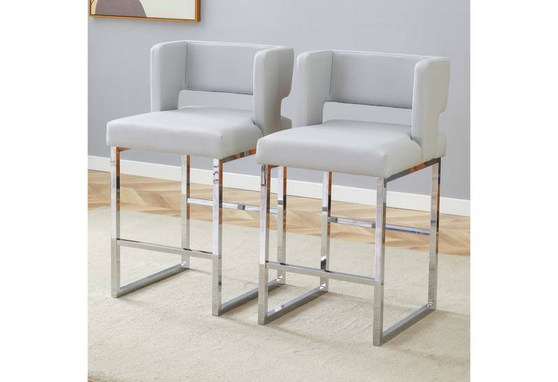 Powerwill Barhocker Mit Rückenlehne,Barstühle 2er Set,Polsterhocker (Barstuhl aus Kunstleder, gepolstert mit Rückenlehne), Küchenstühle,Metallbeine, Geeignet für Bartheken, Küchen, Bars usw von Powerwill