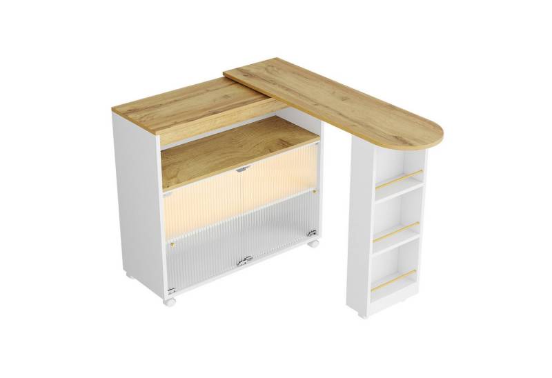 Powerwill Bartisch 360° drehbar Stehtisch mit Sideboard (Set, 1 Tisch), Breite 138 cm von Powerwill