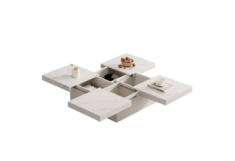 Powerwill Couchtisch Drehbarer Wohnzimmertisch mit Marmor-Optik, Sofatisch (Set, 1Tisch), Breite 90 cm von Powerwill