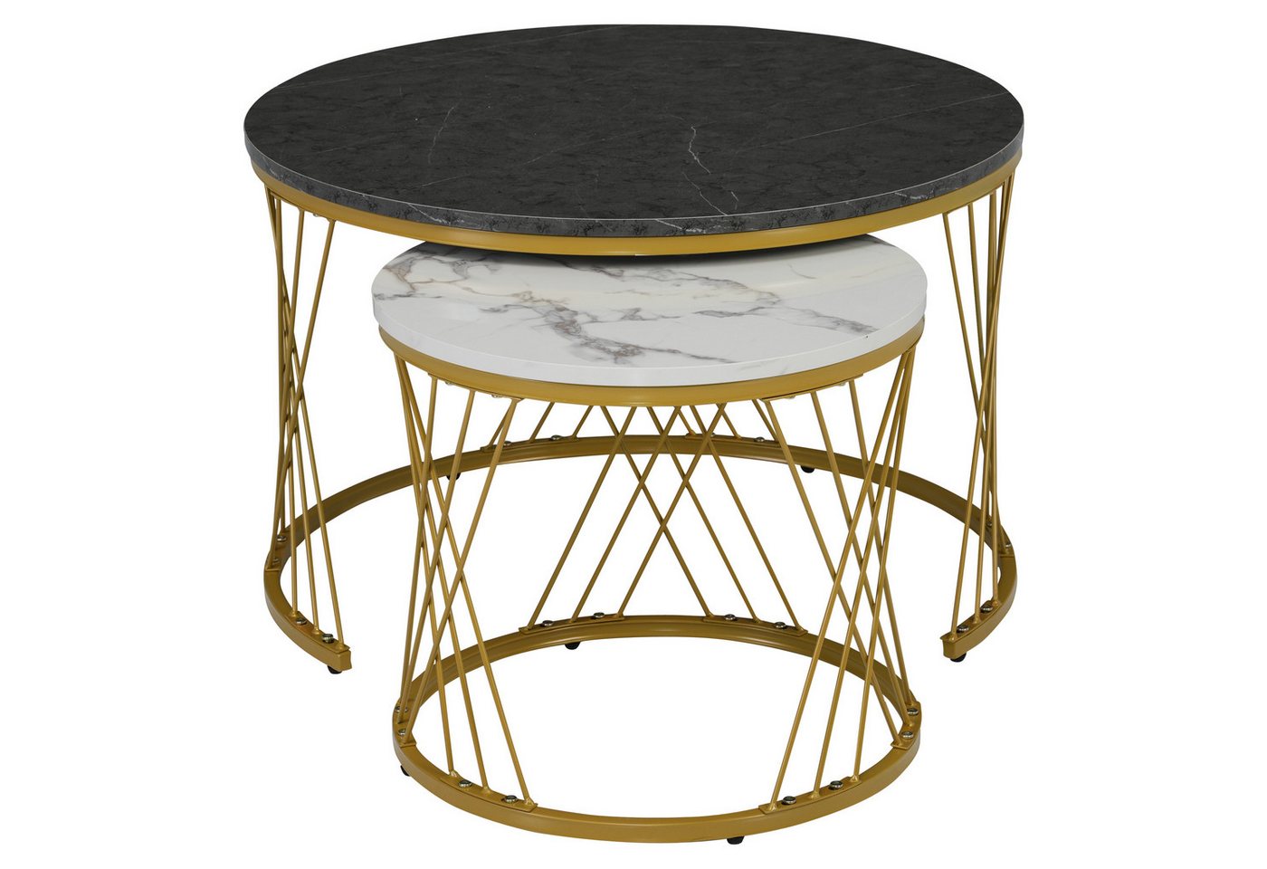 Powerwill Couchtisch Moderne Nesting Couchtisch, Hochglanz Couchtisch Satz (Set, 2er Set), Breite 70 cm von Powerwill