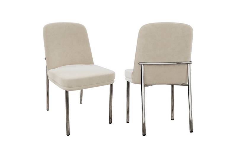 Powerwill Esszimmerstuhl Essstühle Stühle 2er Set,Stühle, (mit verdickten Sitzkissen und Metallbeinen, 2 St), geeignet für Esszimmer, Wohnzimmer und Cafés,Schwarzer Rahmen,Samt von Powerwill