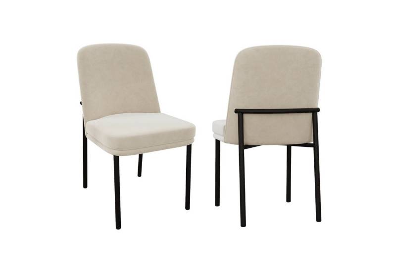 Powerwill Esszimmerstuhl Essstühle Stühle 2er Set,Stühle, (mit verdickten Sitzkissen und Metallbeinen, 2 St), geeignet für Esszimmer, Wohnzimmer und Cafés,Schwarzer Rahmen,Samt von Powerwill