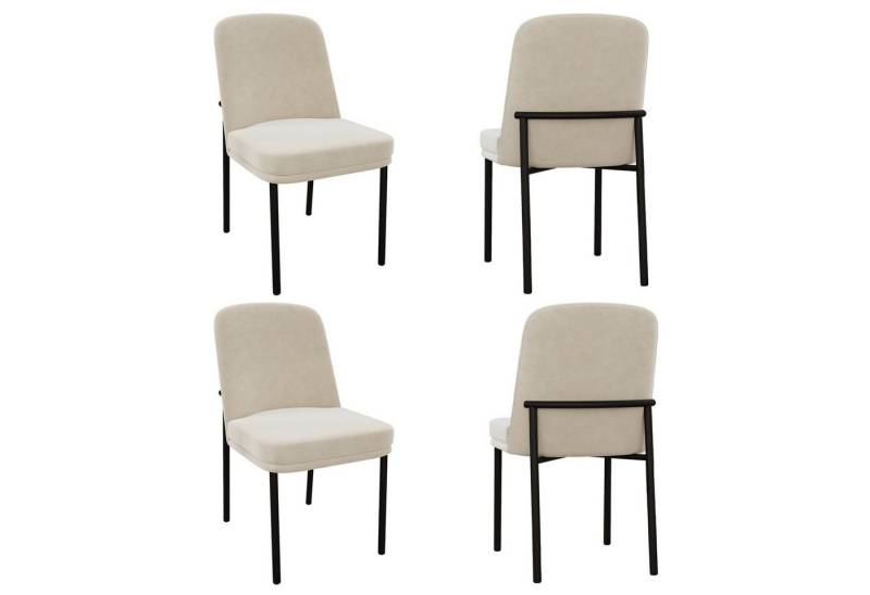 Powerwill Esszimmerstuhl Essstühle Stühle 2er Set,Stühle, (mit verdickten Sitzkissen und Metallbeinen, 4 St), geeignet für Esszimmer, Wohnzimmer und Cafés,Schwarzer Rahmen,Samt von Powerwill