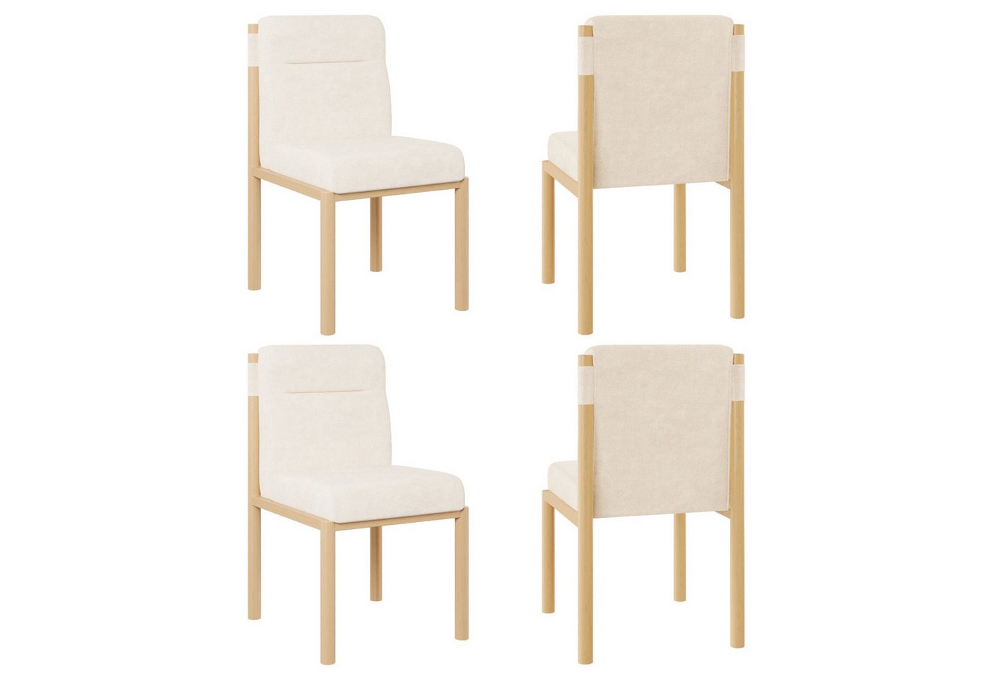 Powerwill Esszimmerstuhl Esszimmerstühle 2er Set,Moderner Küchenstuhl (Stühle,Rahmen in Eichenholz-Optik und dick gepolsterter Sitzfläche, 4 St), ideal für Esszimmer, Wohnzimmer oder Café. Moderner, Sherpa-Stoff von Powerwill