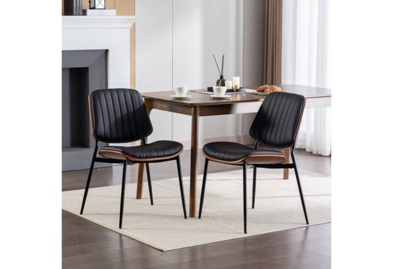 Powerwill Esszimmerstuhl Esszimmerstühle 2er Set Gepolsterte Küchenstühle (Mid-Century Modern Retro, Kunstleder Akzentstühle,Metallbeine, 2 St), gepolsterte Sitzfläche für Esszimmer Küche Wohnzimmer von Powerwill