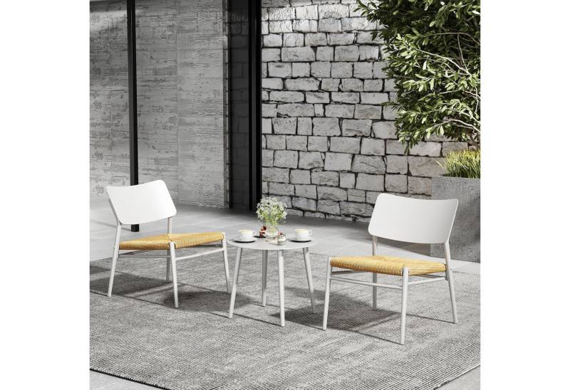 Powerwill Gartenlounge-Set Rattan Gartenmöbel Set 3-tlg, (PE Rattan, Ladung 150 kg, 2 Stuhl & 1 Tisch), Für Innenhöfe, Gärten und Balkone von Powerwill