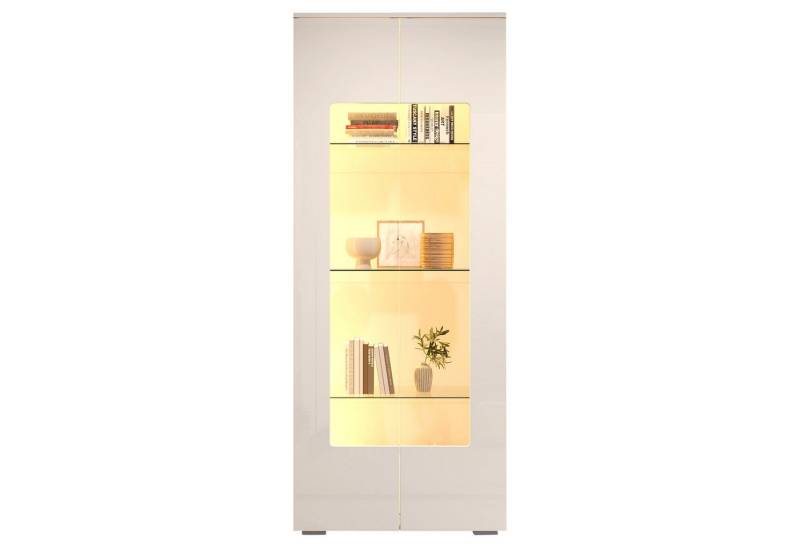 Powerwill Hochschrank Glasvitrine Vitrine mit LED-Beleuchtung und Glasregalen (Set, 1er Set) Breite 70 cm von Powerwill