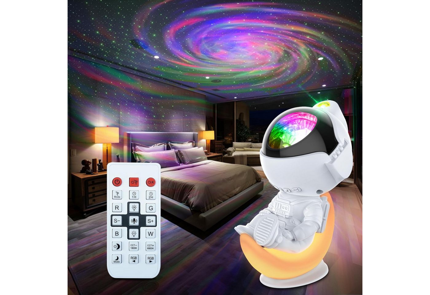 Powerwill LED Nachtlicht LED-Sternenhimmel Projektor, Galaxie Projektor Nachtlicht, Aurora Lichtprojektor Lampe,Mond Nachtlicht,Lichtprojektor Lampe, LED fest integriert,mit Fernbedienung,Dekorationslicht,für Baby Kinder von Powerwill