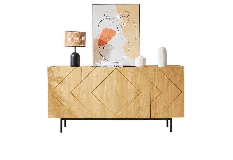 Powerwill Sideboard mit 4 Türen und Metall-Inlay (Set, 1er set), Breite 160 cm von Powerwill