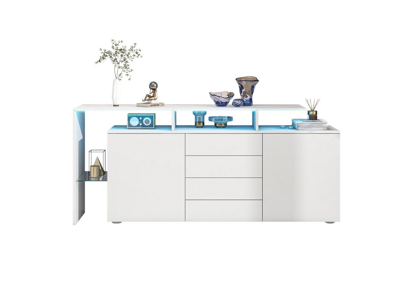 Powerwill Sideboard mit LED Highboard Standschrank Wohnzimmerschrank (Set, 1er set), Breite 140 cm von Powerwill