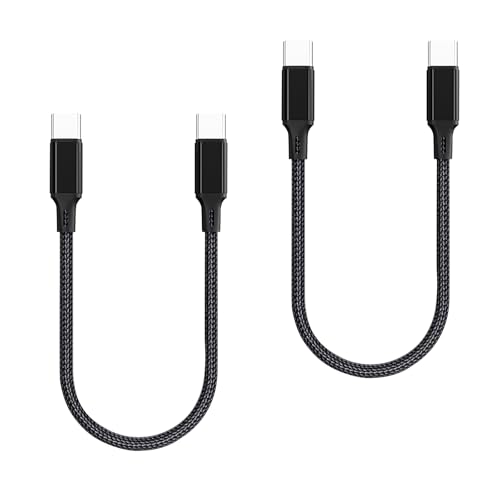 Powice 2 Stück USB C Kabel Kurz, 30cm USB C auf USB C Kabel Kurz, 60W Ladekabel für iPhone 16/15 Pro Max, Galaxy S24, MacBook Pro 2020-Schwarz von Powice