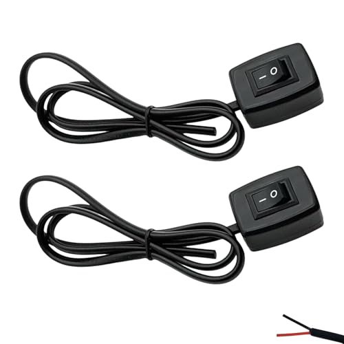 Powice 2 x Kippschalter 12V mit Selbstklebender Rückseite, 3 A 12 V/24 V Schalter mit 75 cm Kabel, 12 V Kippschalter für die Steuerung der Autolichtelektronik von Powice