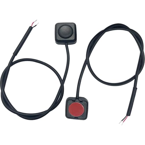 Powice 2 x Taktschalter mit Selbstklebender Rückseite, 12 V/24 V Druckknopf-Momentschalter mit 30 cm Kabel, Konvertierung 12 V/24 V, Mini Taste für die Steuerung von Elektronischen Geräten von Powice