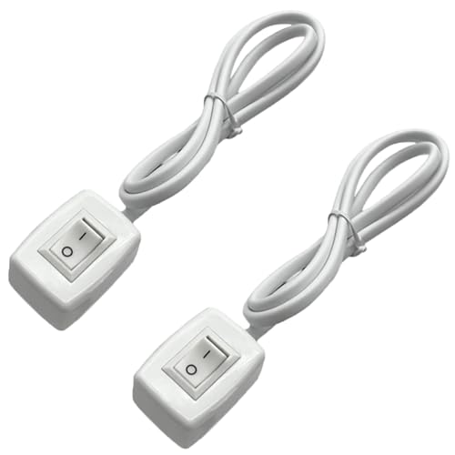 Powice 2X Kippschalter 12V mit Selbstklebender Rückseite, 3 A 12 V/24 V Schalter mit 75 cm Kabel, 12 V Kippschalter für die Steuerung der Autolichtelektronik Weiß von Powice