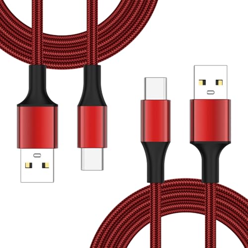 Powice 2X 1,2m USB C Kabel für Carplay, USB C Ladekabel 3A, USB A auf USB C Ladedatenkabel, Kompatibel mit iPhone 16/15/14, Samsung S24/S23/S22, Rot von Powice