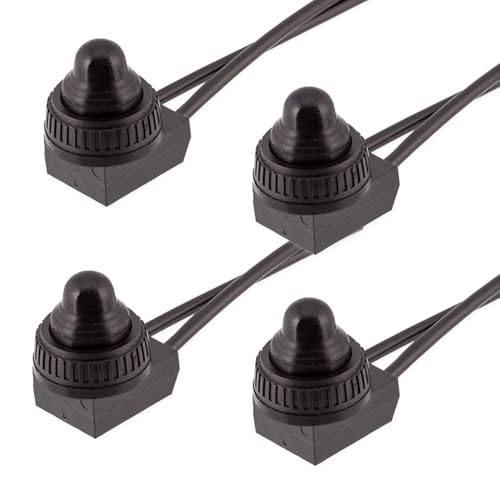 Powice 4X MINI Schalter mit Draht 0-250V/6A,Runder Selbstsichernder 2-Poliger Mikroschalter 12V,Micro Schalter mit Wasserdichter Abdeckung,Drucktaster 6A/12V Geeignet für den Einbau in Häusern, Autos von Powice