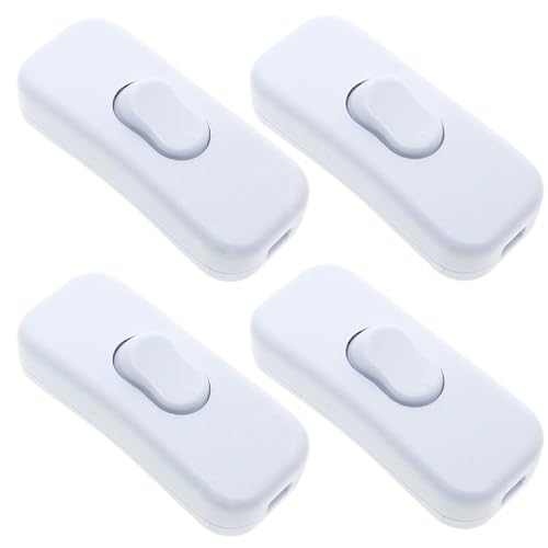 Powice 4X Zwischenschalter,Schnurschalter,Schalter 230v,Kabelschalter,Geeignet für 2 und 3 Adrige Netzkabel und Kleingeräte oder Leuchten Kippschalter,Weiß von Powice
