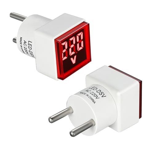 Powice 2 Stück 2 Poliger Europäischer Stecker Stromprüfer Spannungsprüfer AC 220V/380V, Mini Digital Voltmeter,LED-Anzeige Voltmeter,Messbereich DC 50-500V, Spannungsanzeige(Rot) Powice 2 Stück 2 Poliger Europäischer Stecker Stromprüfer Spannungsprüfer AC 220V/380V, Mini Digital Voltmeter,LED-Anzeige Voltmeter,Messbereich DC 50-500V, Spannungsanzeige(Rot) von Powice