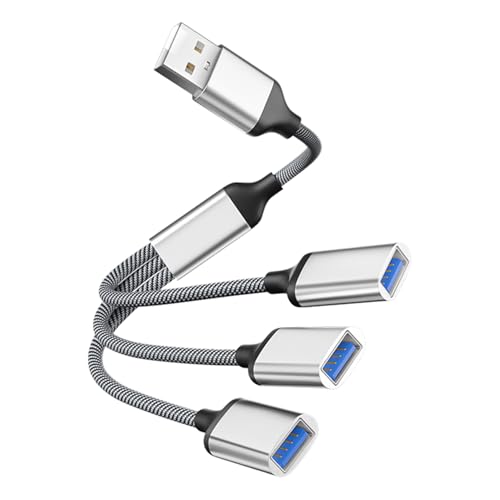 Powice US B Splitter, US B Splitter 1 zu 3 US B2.0 Kabel, US B Verteiler, US B Adapter, USB Doppelstecker Geeignet für die Datenübertragung über die USB-Schnittstellenerweiterung,Silber Powice US B Splitter, US B Splitter 1 zu 3 US B2.0 Kabel, US B Verteiler, US B Adapter, USB Doppelstecker Geeignet für die Datenübertragung über die USB-Schnittstellenerweiterung,Silber von Powice