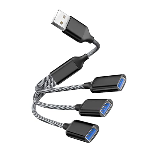 Powice US B Splitter, US B Splitter 1 zu 3 USB 2.0 Kabel, US B Verteiler, US B Adapter, US B Doppelstecker Geeignet für die Datenübertragung über die USB-Schnittstellenerweiterung von Powice