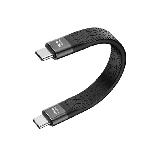 Powice USB C auf USB C Kabel Kurz 10cm, USB C Kabel Flach 40Gbps, 240 W, 8K@60 Hz für Samsung Galaxy S24 S23, iPhone 15 Pro/15ProMax/15, MacBook Air/Pro von Powice