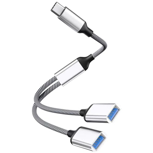 Powice USB C Splitter, USB C Splitter 1 zu 2 USB2.0 Kabel, 10 W Wiederaufladbarer US-BSplitter 1 auf 2, US-B C Verteiler Geeignet für US-B Schnittstellenerweiterung(Silber) von Powice