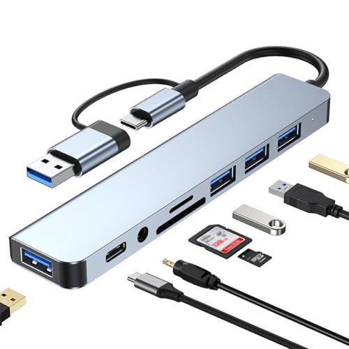 Powice USB Hub 3.0&USB 2.0, 8 in 2 USB Verteiler mit SD&TF Kartenleser, 5Gbps Docking Station Typ C, Multiport Adapter für MacBook Air/Pro, Galaxy, iPad, Windows usw Powice USB Hub 3.0&USB 2.0, 8 in 2 USB Verteiler mit SD&TF Kartenleser, 5Gbps Docking Station Typ C, Multiport Adapter für MacBook Air/Pro, Galaxy, iPad, Windows usw von Powice