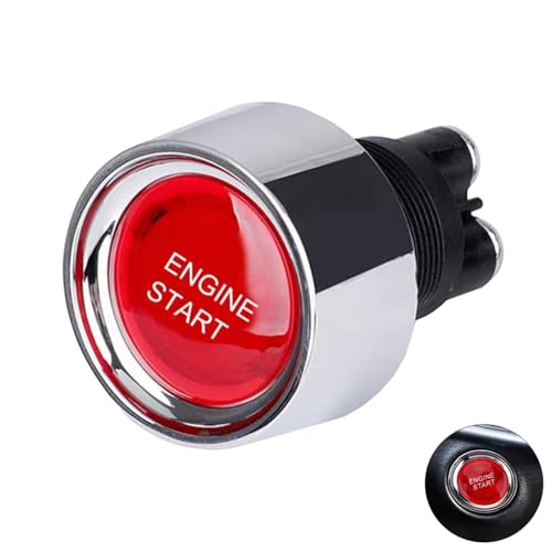 Powice Universal Startknopf 12/24 V 50 A, One Touch Start Tastertaster 12V mit Rot LED Licht, 3-Poliger Startknopf mit Automatischer Rücksetzung, Drucktaster 12V für Zündstartgerät für Autos Powice Universal Startknopf 12/24 V 50 A, One Touch Start Tastertaster 12V mit Rot LED Licht, 3-Poliger Startknopf mit Automatischer Rücksetzung, Drucktaster 12V für Zündstartgerät für Autos von Powice