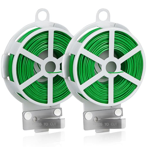 100M Pflanzen Bindedraht mit Cutter, Gartendraht Blumendraht Bindedraht, Blumenbindedraht Pflanzen Bindedraht Dünn für Gartenarbeit, Haus, Pflanzenunterstützung, DIY Craft Projects Pflanzendraht von Powmag