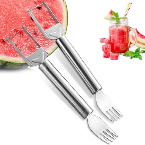 2-in-1 Obstschneider Melone, 2PC Wassermelonen Schneider, Melonenschneider aus Edelstahl, Sommer Wassermelonenschneider für Familienpartys Camping 2-in-1 Obstschneider Melone, 2PC Wassermelonen Schneider, Melonenschneider aus Edelstahl, Sommer Wassermelonenschneider für Familienpartys Camping von Powmag