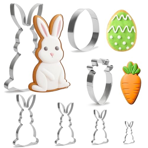 Ausstechformen Ostern, 7 Stück Ausstecher Ostern, Keksausstecher Ostern, Hase Karotte Ei Plätzchenausstecher, Ideales Ostergeschenk & für Osterplätzchen (7pcs) von Powmag